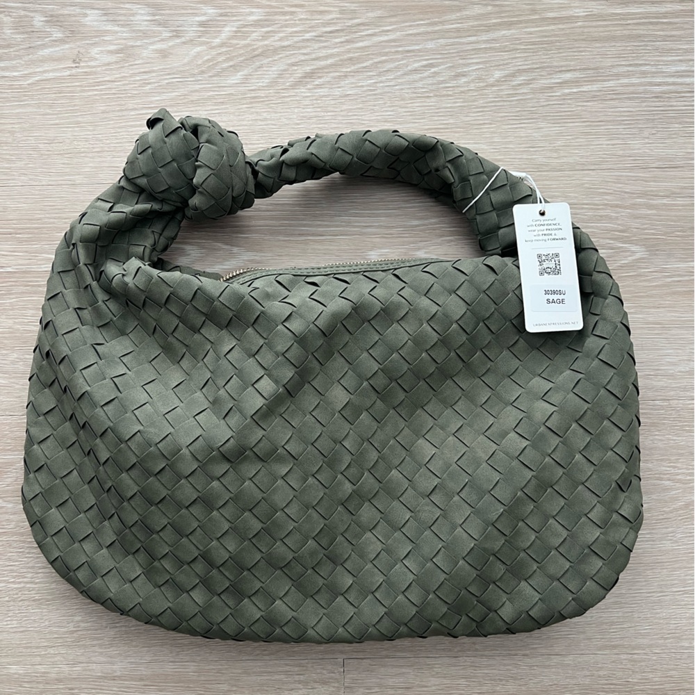 Urban Expressions Woven Sage Hobo Bag.